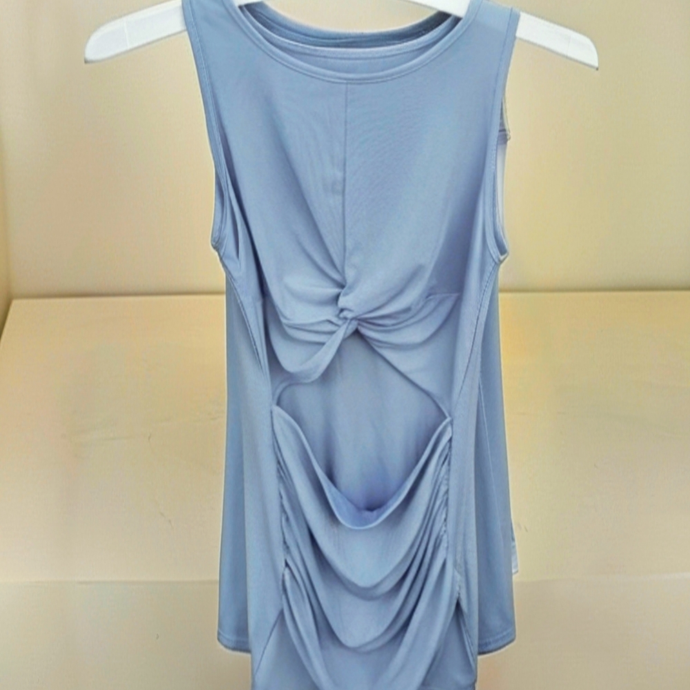 Light Blue Twist-Back Sleeveless Top